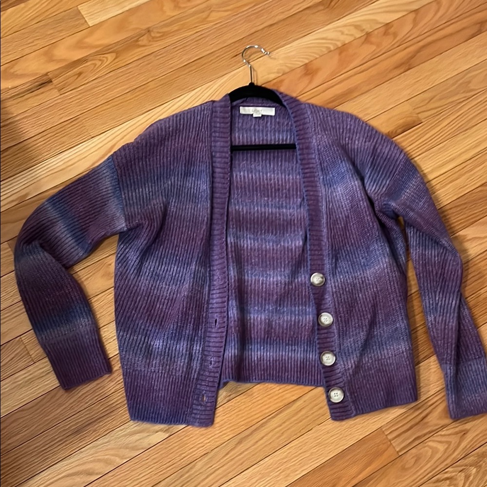 Purple Striped Cardigan Sweater